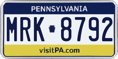 PA license plate MRK8792
