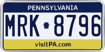 PA license plate MRK8796