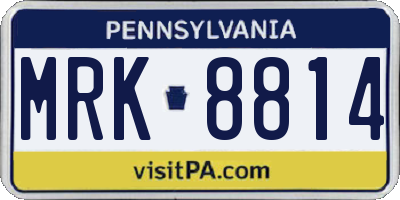 PA license plate MRK8814