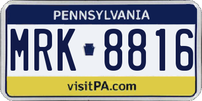 PA license plate MRK8816