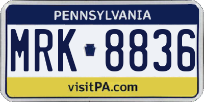 PA license plate MRK8836