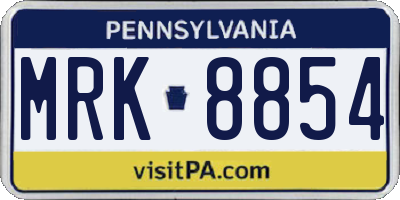 PA license plate MRK8854