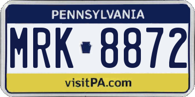 PA license plate MRK8872