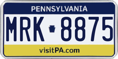 PA license plate MRK8875