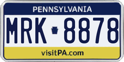 PA license plate MRK8878