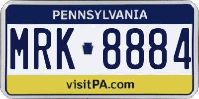 PA license plate MRK8884