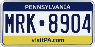 PA license plate MRK8904