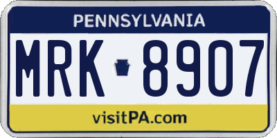 PA license plate MRK8907