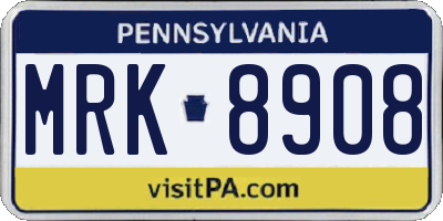 PA license plate MRK8908