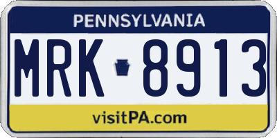 PA license plate MRK8913