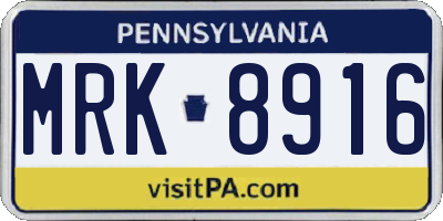 PA license plate MRK8916