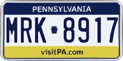 PA license plate MRK8917