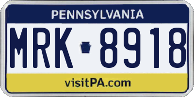 PA license plate MRK8918