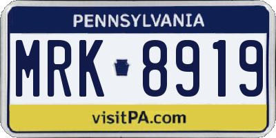 PA license plate MRK8919