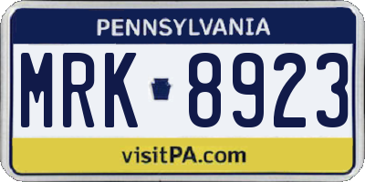 PA license plate MRK8923