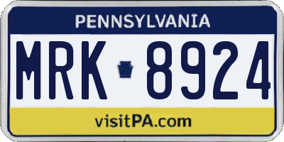PA license plate MRK8924