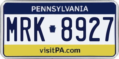 PA license plate MRK8927