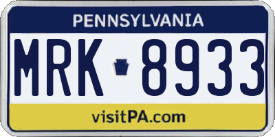 PA license plate MRK8933