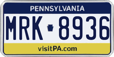 PA license plate MRK8936