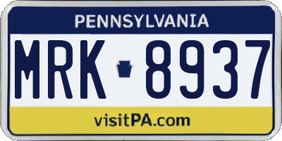 PA license plate MRK8937