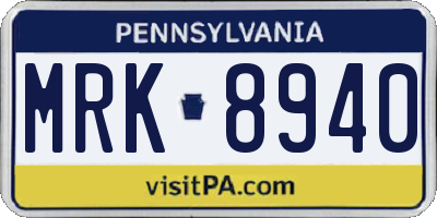 PA license plate MRK8940