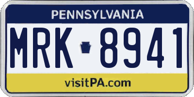 PA license plate MRK8941