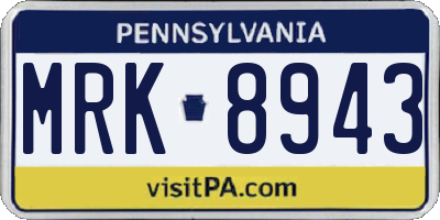 PA license plate MRK8943