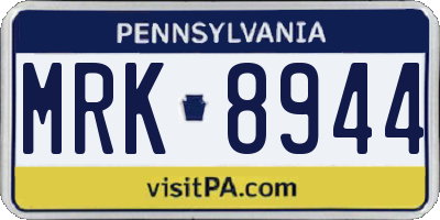 PA license plate MRK8944