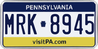 PA license plate MRK8945