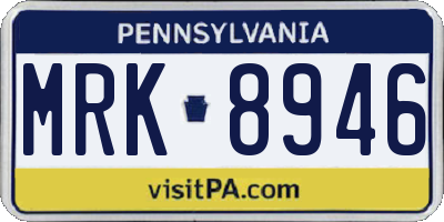 PA license plate MRK8946
