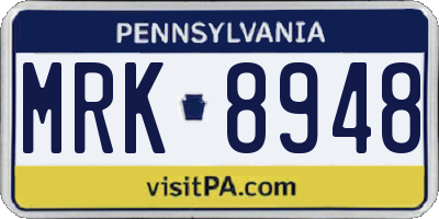 PA license plate MRK8948