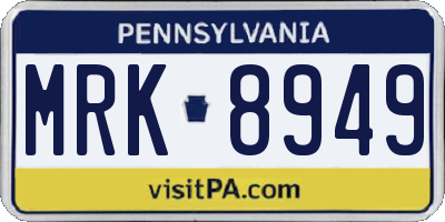 PA license plate MRK8949