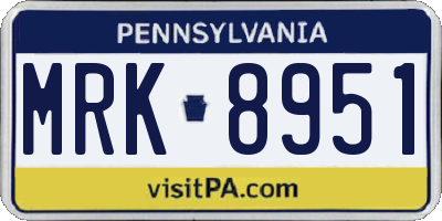 PA license plate MRK8951