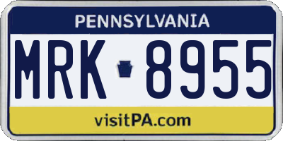 PA license plate MRK8955