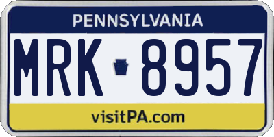 PA license plate MRK8957