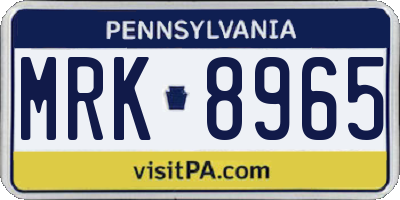 PA license plate MRK8965