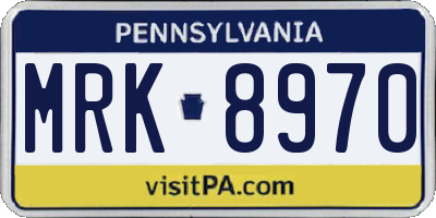PA license plate MRK8970