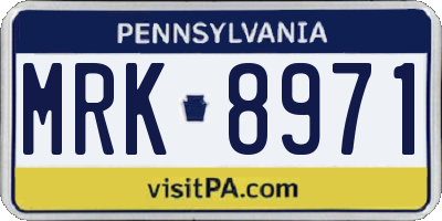 PA license plate MRK8971