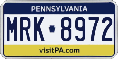 PA license plate MRK8972