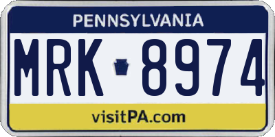 PA license plate MRK8974