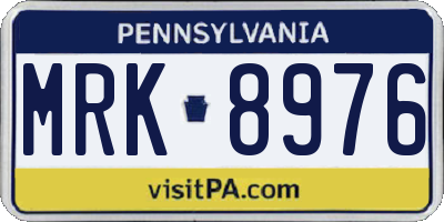 PA license plate MRK8976