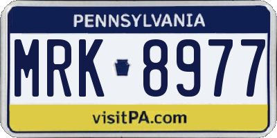 PA license plate MRK8977
