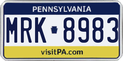 PA license plate MRK8983
