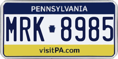 PA license plate MRK8985