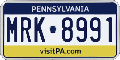 PA license plate MRK8991