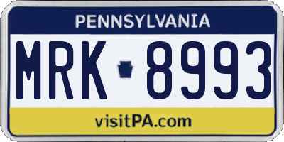 PA license plate MRK8993