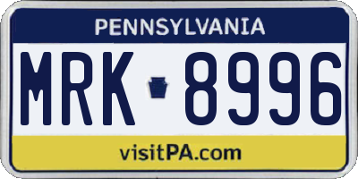 PA license plate MRK8996