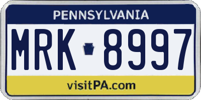 PA license plate MRK8997