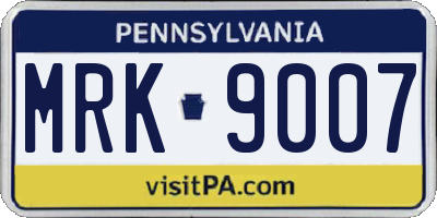 PA license plate MRK9007