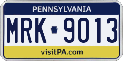 PA license plate MRK9013